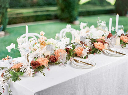 2Pack Artificial Peony Flower Garland - Silk Peony Garland with White Flowers for Wedding Party Table Decoration,6ft/Strand