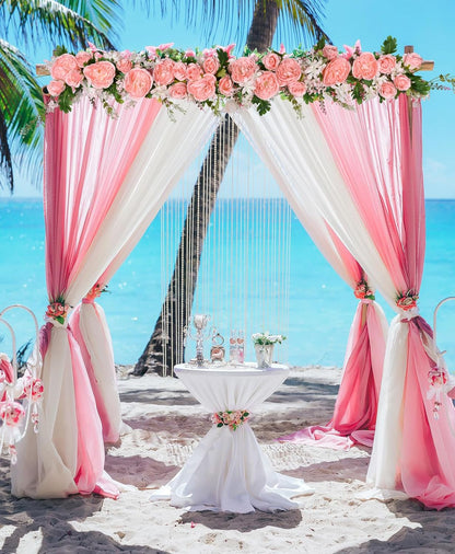 2Pack Artificial Peony Flower Garland - Silk Peony Garland with White Flowers for Wedding Party Table Decoration,6ft/Strand