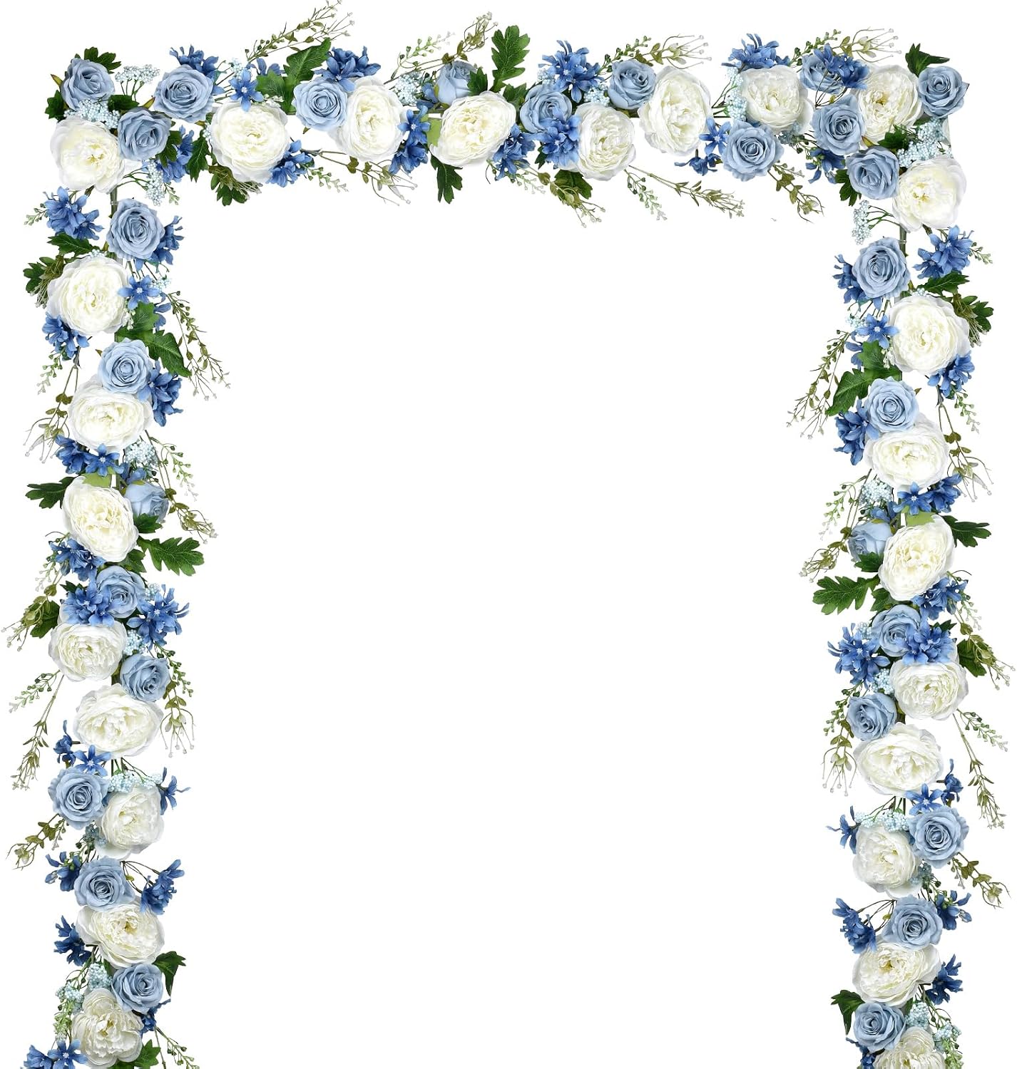 2Pack Artificial Peony Flower Garland - Silk Peony Garland with White Flowers for Wedding Party Table Decoration,6ft/Strand