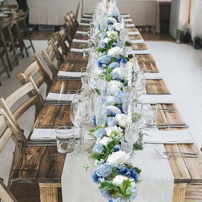 2Pack Artificial Peony Flower Garland - Silk Peony Garland with White Flowers for Wedding Party Table Decoration,6ft/Strand