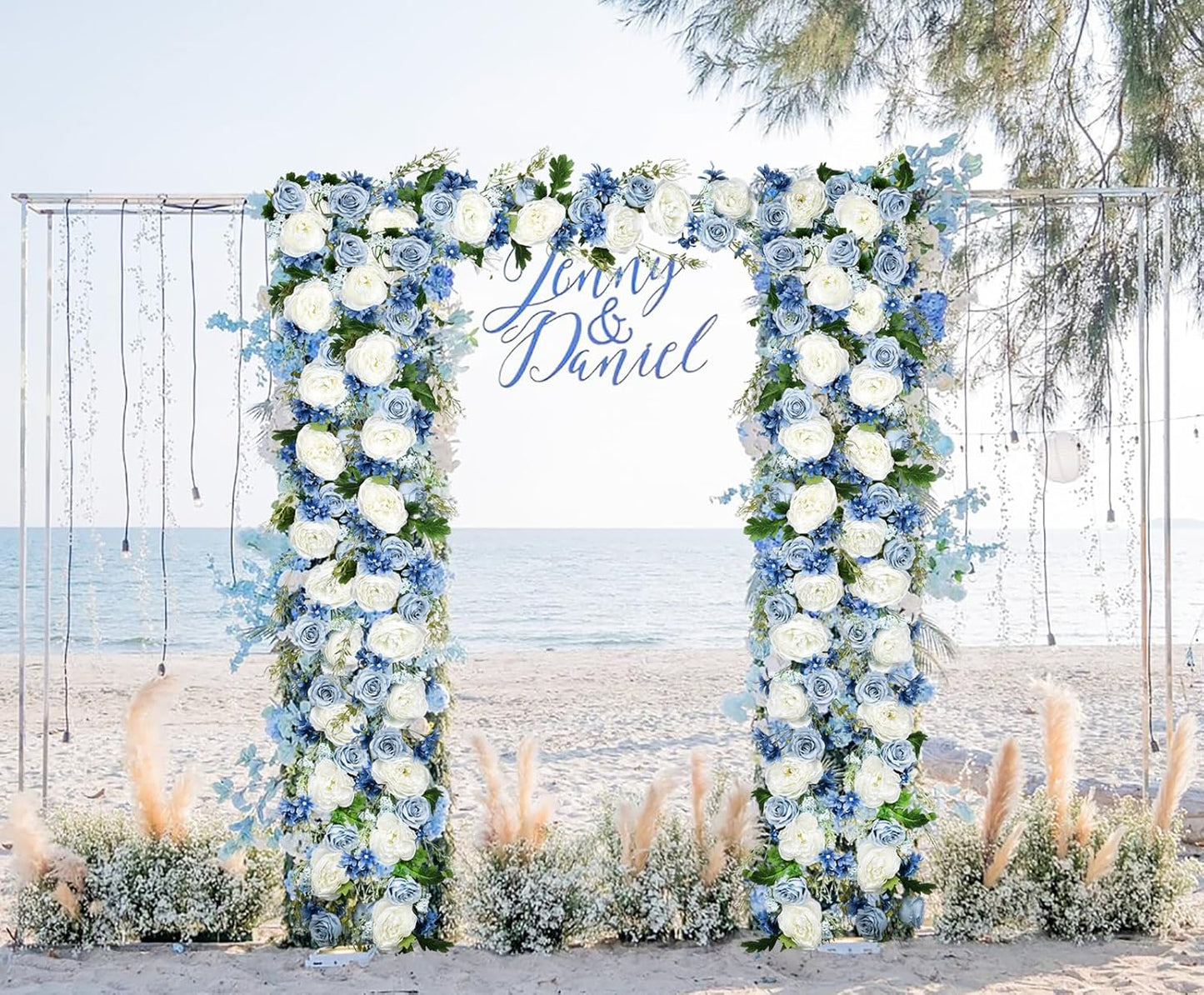 2Pack Artificial Peony Flower Garland - Silk Peony Garland with White Flowers for Wedding Party Table Decoration,6ft/Strand