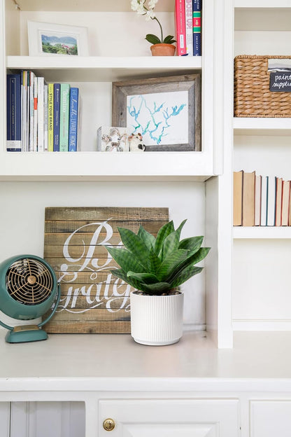 Artificial Agave Succulent Plants Faux Snake Plant Fake Succulent Agave Plants Potted in White Pot Succulent Aloe Plant for Desk Modern Office Living Room Table Shelf Home Indoor Outdoor Decor