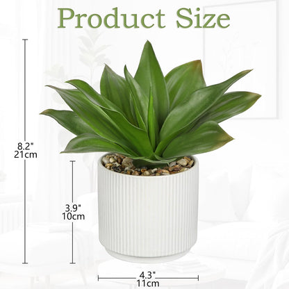 Artificial Agave Succulent Plants Faux Snake Plant Fake Succulent Agave Plants Potted in White Pot Succulent Aloe Plant for Desk Modern Office Living Room Table Shelf Home Indoor Outdoor Decor