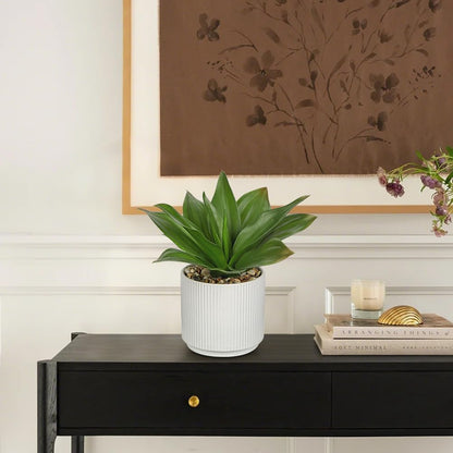 Artificial Agave Succulent Plants Faux Snake Plant Fake Succulent Agave Plants Potted in White Pot Succulent Aloe Plant for Desk Modern Office Living Room Table Shelf Home Indoor Outdoor Decor