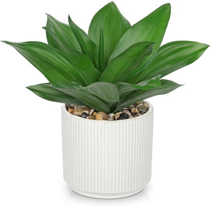 Artificial Agave Succulent Plants Faux Snake Plant Fake Succulent Agave Plants Potted in White Pot Succulent Aloe Plant for Desk Modern Office Living Room Table Shelf Home Indoor Outdoor Decor
