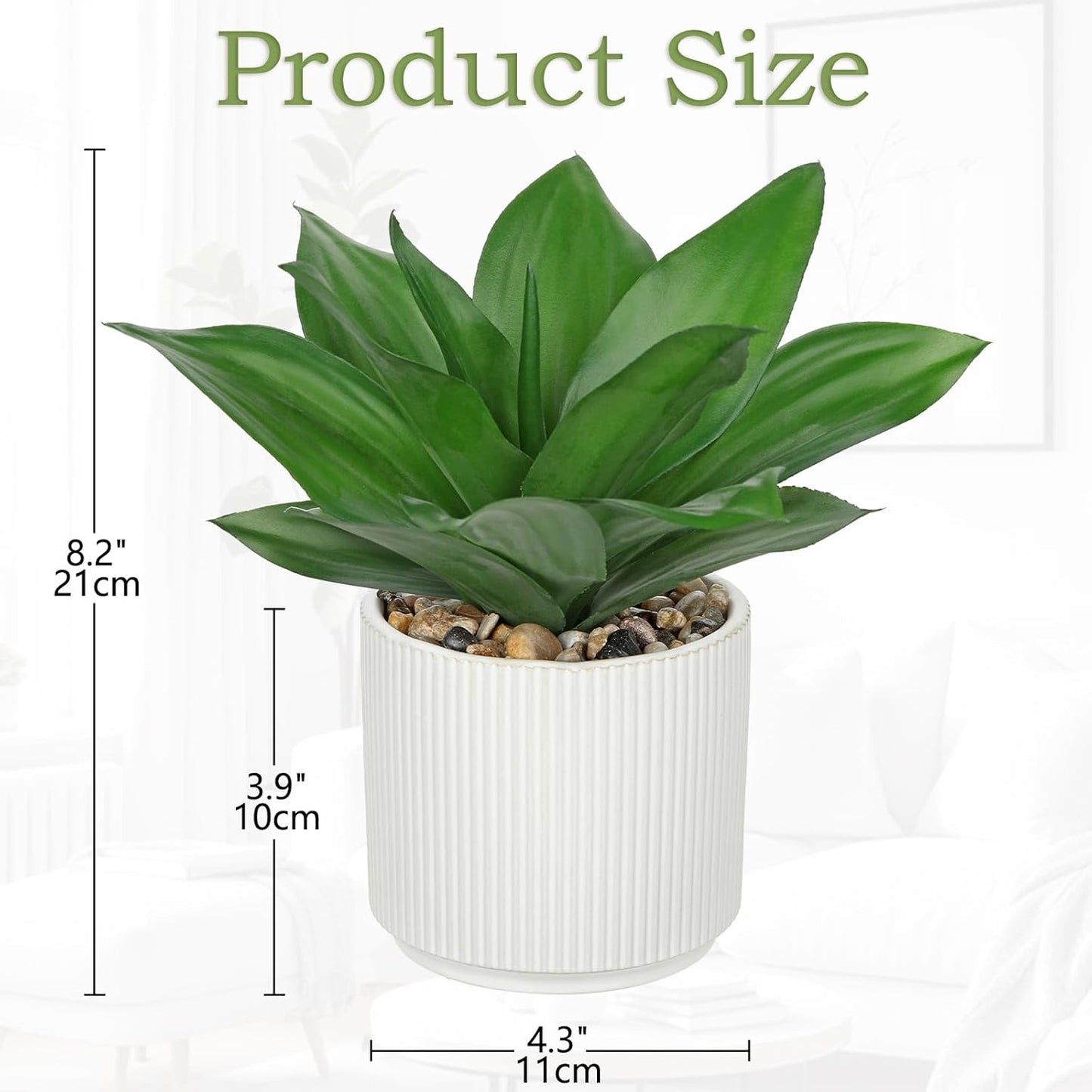 Artificial Agave Succulent Plants Faux Snake Plant Fake Succulent Agave Plants Potted in White Pot Succulent Aloe Plant for Desk Modern Office Living Room Table Shelf Home Indoor Outdoor Decor