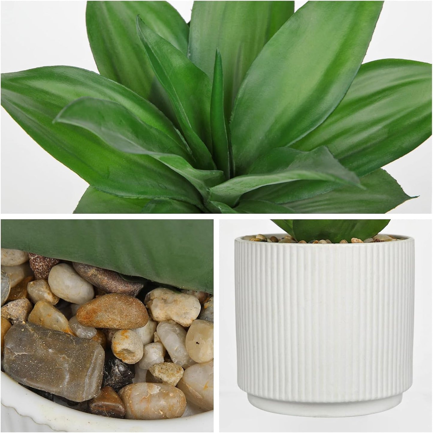 Artificial Agave Succulent Plants Faux Snake Plant Fake Succulent Agave Plants Potted in White Pot Succulent Aloe Plant for Desk Modern Office Living Room Table Shelf Home Indoor Outdoor Decor