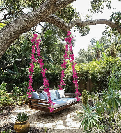 5.9 Ft Artificial Bougainvillea Flowers Garland 2PCS Fake Silk Bougainvillea Vines Long Plant Faux Bougainvillea Wreaths for Centerpieces Table Runner Wedding Arch Wall Decorations (Deep Pink)