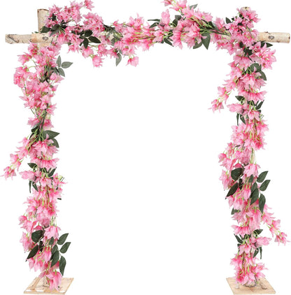 5.9 Ft Artificial Bougainvillea Flowers Garland 2PCS Fake Silk Bougainvillea Vines Long Plant Faux Bougainvillea Wreaths for Centerpieces Table Runner Wedding Arch Wall Decorations (Deep Pink)