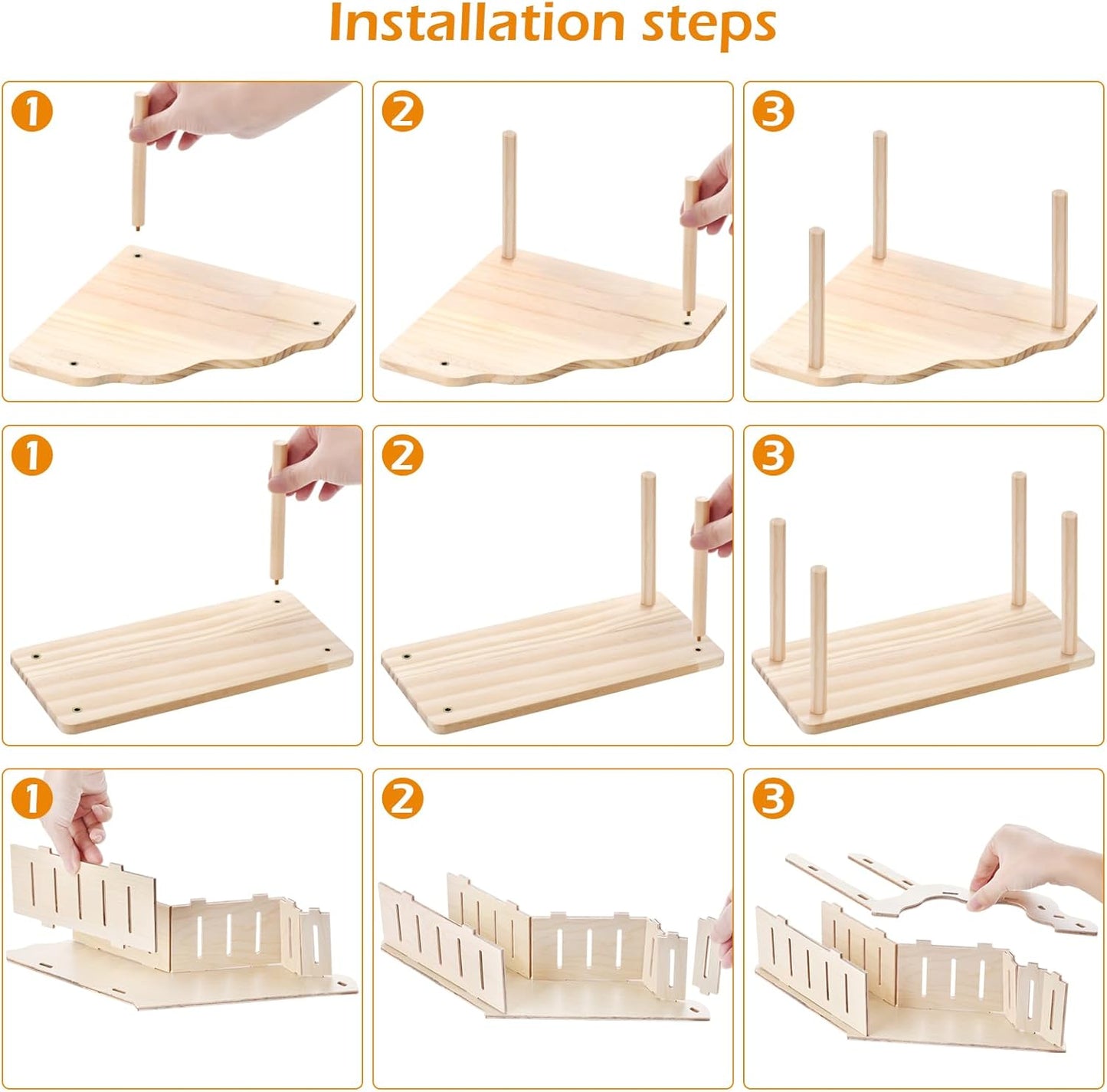 5-in-1 Wooden Hamster Toys Set Hamster House Hideout with Ladder Bridge Platform Table Climbing Ramp, Chew Toy for Syrian Dwarf Hamsters Gerbils Small Pets Cage Accessories Natural Wood Habitat Decor