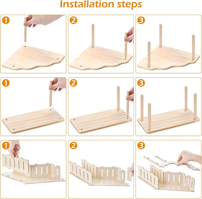5-in-1 Wooden Hamster Toys Set Hamster House Hideout with Ladder Bridge Platform Table Climbing Ramp, Chew Toy for Syrian Dwarf Hamsters Gerbils Small Pets Cage Accessories Natural Wood Habitat Decor