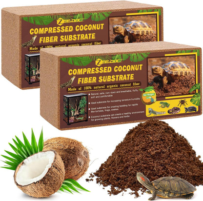 2 Pack Coconut Fiber Substrate, Premium Coco Coir Reptile Substrate