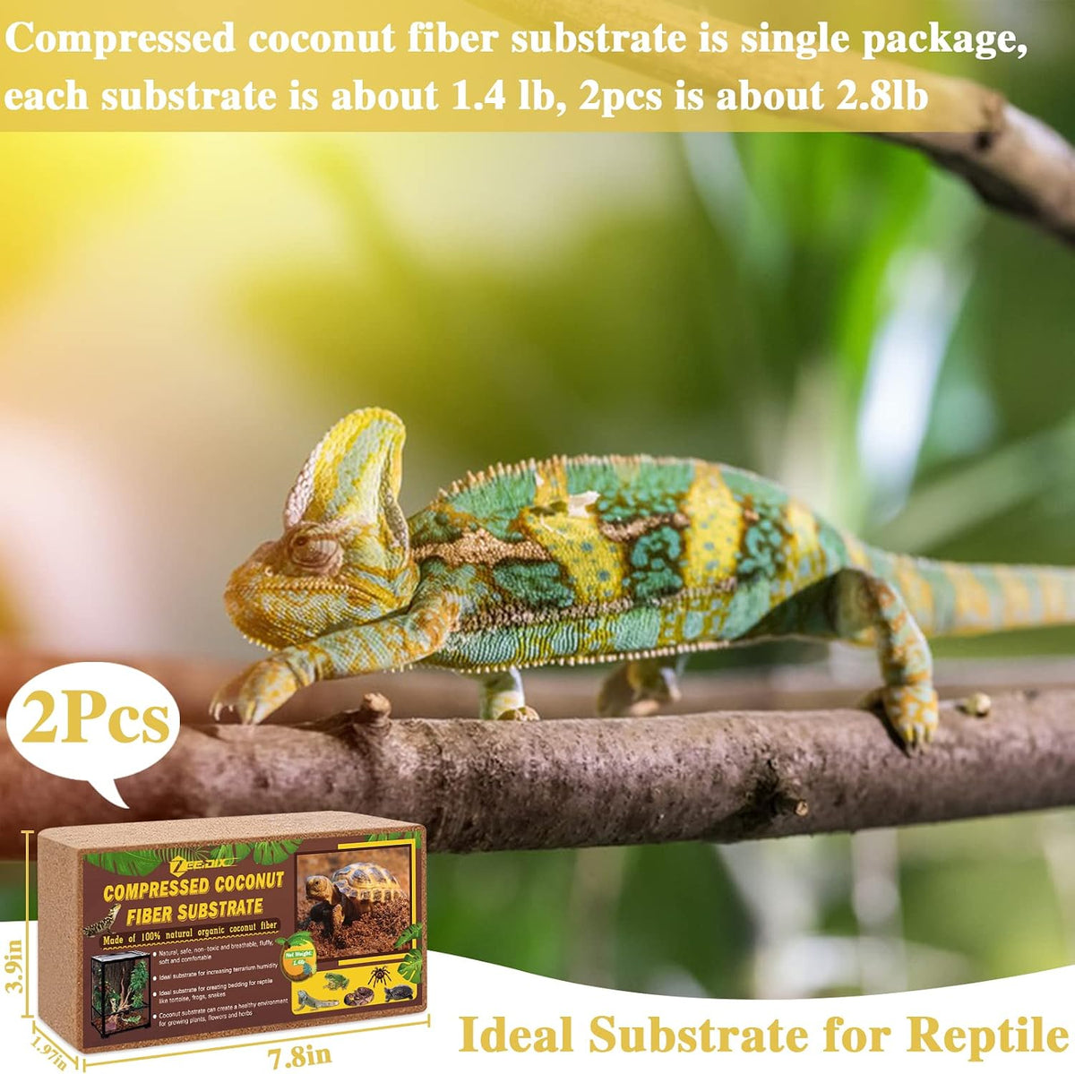 2 Pack Coconut Fiber Substrate, Premium Coco Coir Reptile Substrate