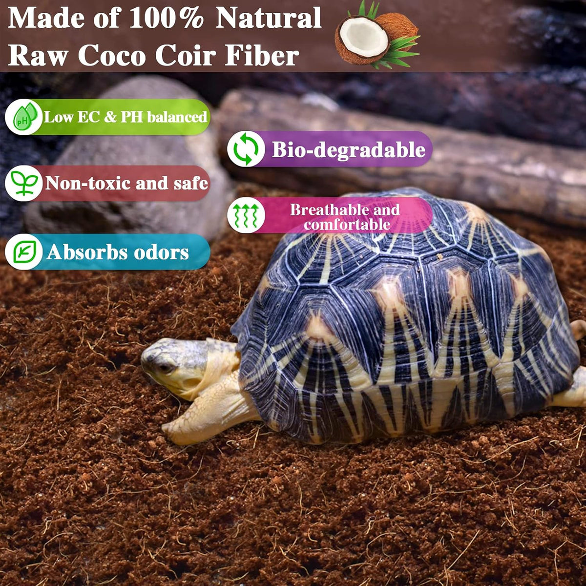 2 Pack Coconut Fiber Substrate, Premium Coco Coir Reptile Substrate
