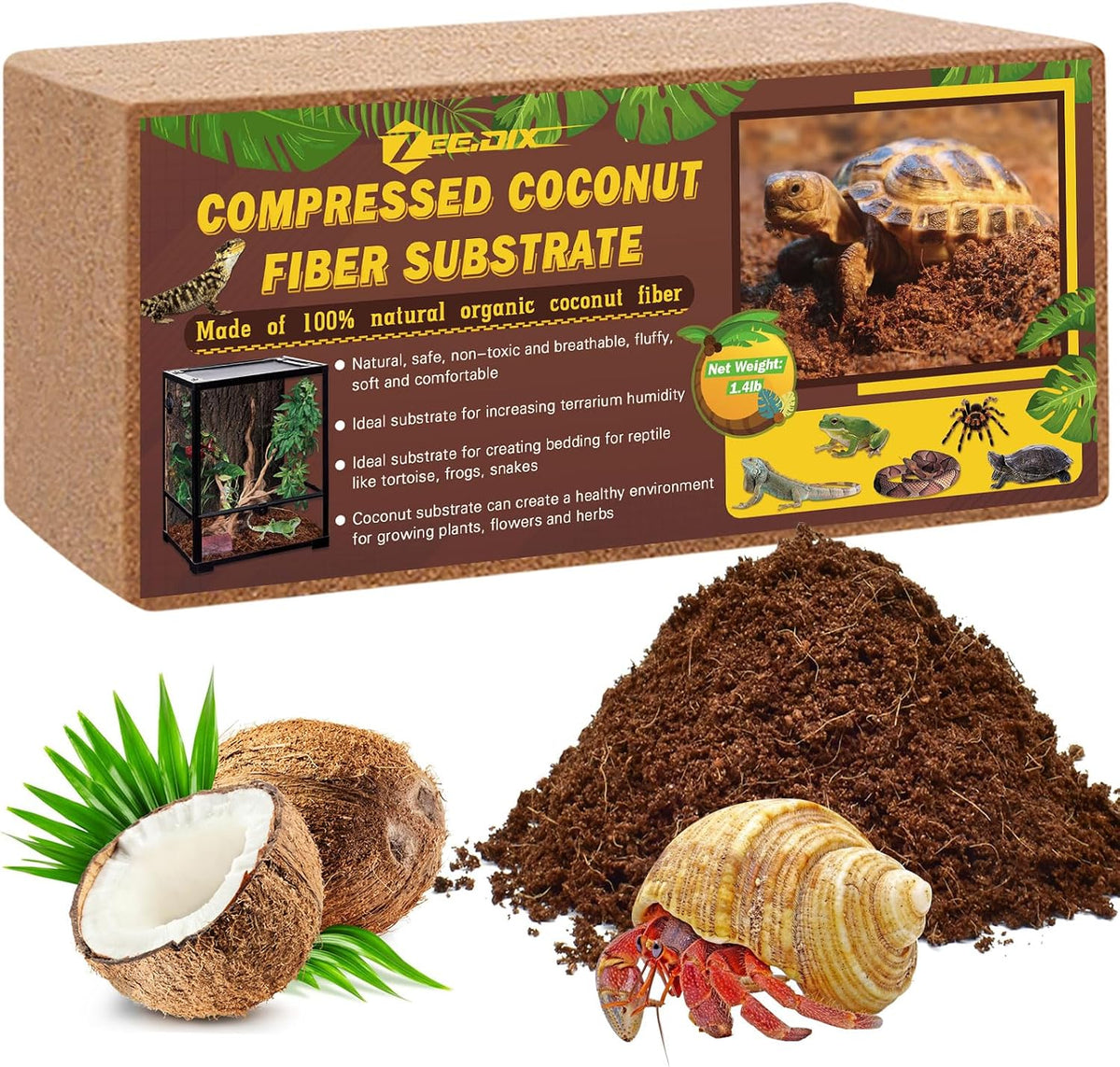 2 Pack Coconut Fiber Substrate, Premium Coco Coir Reptile Substrate