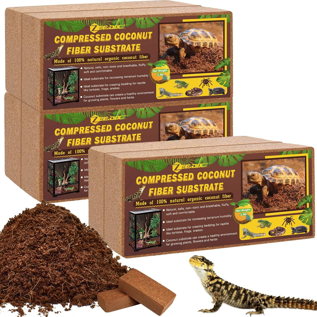 2 Pack Coconut Fiber Substrate, Premium Coco Coir Reptile Substrate