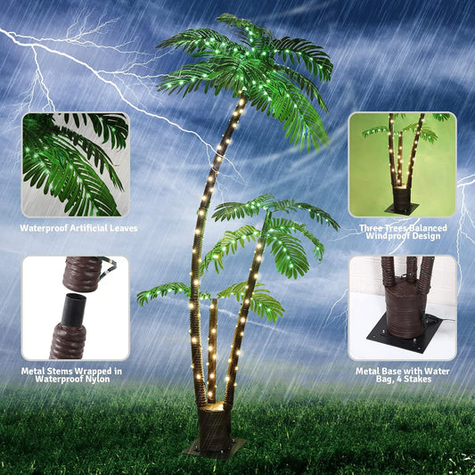Lighted Palm Tree Bar Outdoor Christmas Light Up Decor for Outside Patio