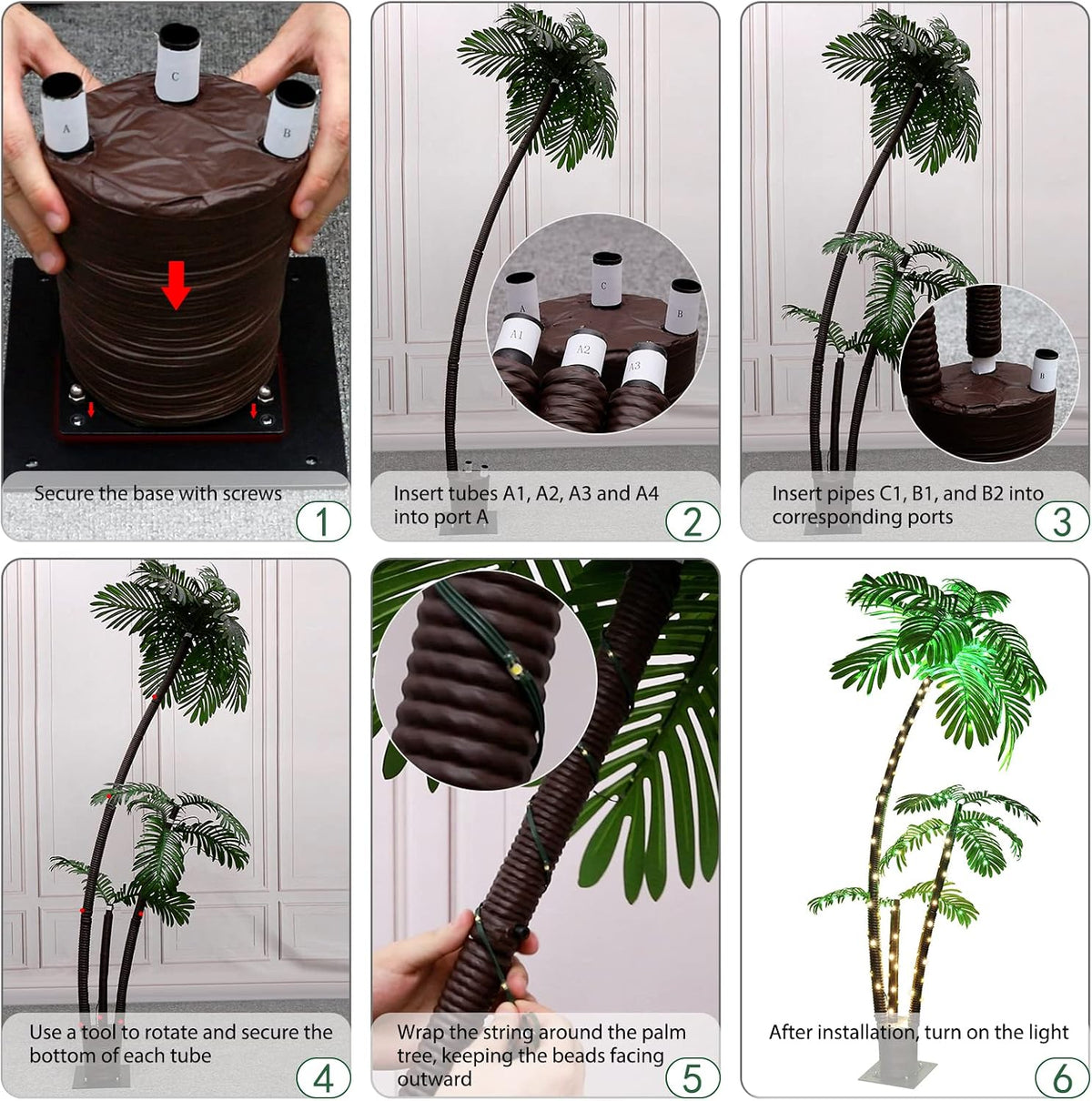 Lighted Palm Tree Bar Outdoor Christmas Light Up Decor for Outside Patio