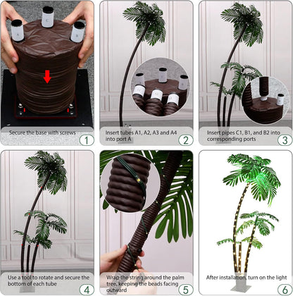 Lighted Palm Tree Bar Outdoor Christmas Light Up Decor for Outside Patio