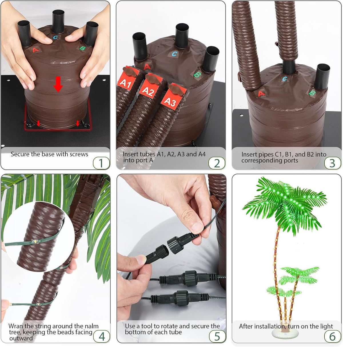 Lighted Palm Tree Bar Outdoor Christmas Light Up Decor for Outside Patio
