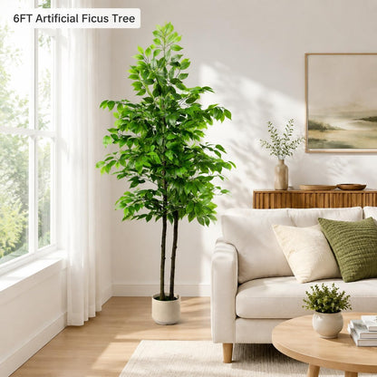 Artificial Ficus Tree 6ft, Fake Trees for Home Office Decor