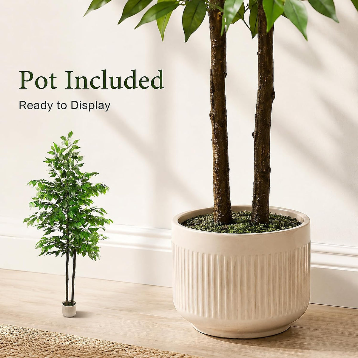 Artificial Ficus Tree 6ft, Fake Trees for Home Office Decor