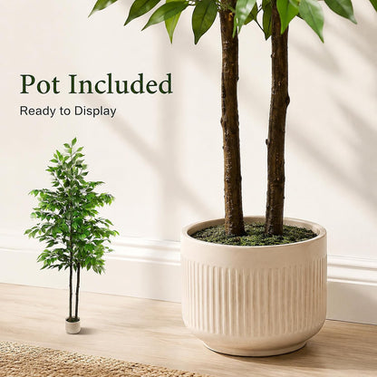 Artificial Ficus Tree 6ft, Fake Trees for Home Office Decor
