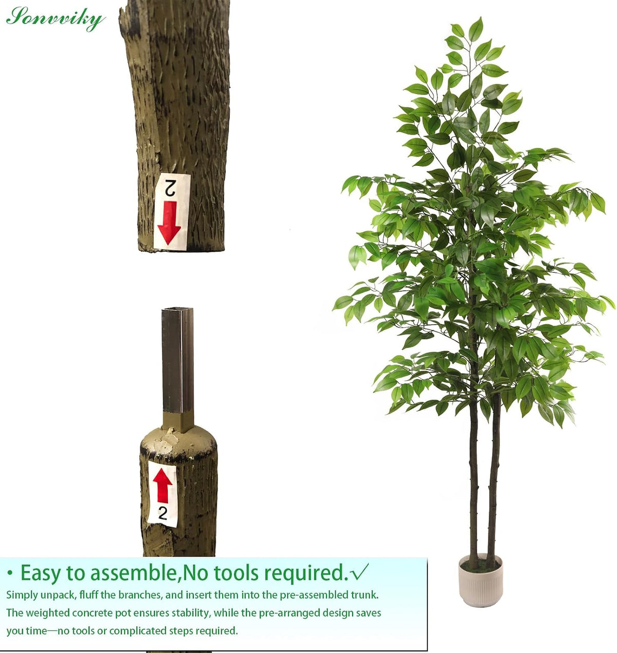 Artificial Ficus Tree 6ft, Fake Trees for Home Office Decor