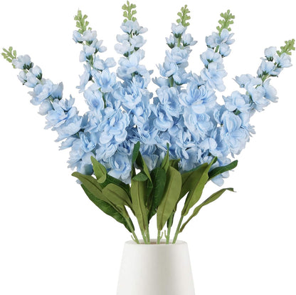 6PCS Green Delphinium Artificial Flowers Silk Snapdragon Artificial Flowers 36.22" Long Stem Flowers for Wedding Florals Centerpieces Home Decor(Green)