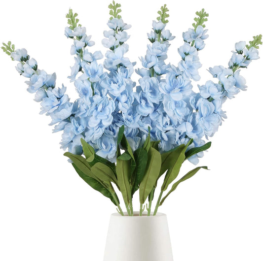 6PCS Green Delphinium Artificial Flowers Silk Snapdragon Artificial Flowers 36.22" Long Stem Flowers for Wedding Florals Centerpieces Home Decor(Green)