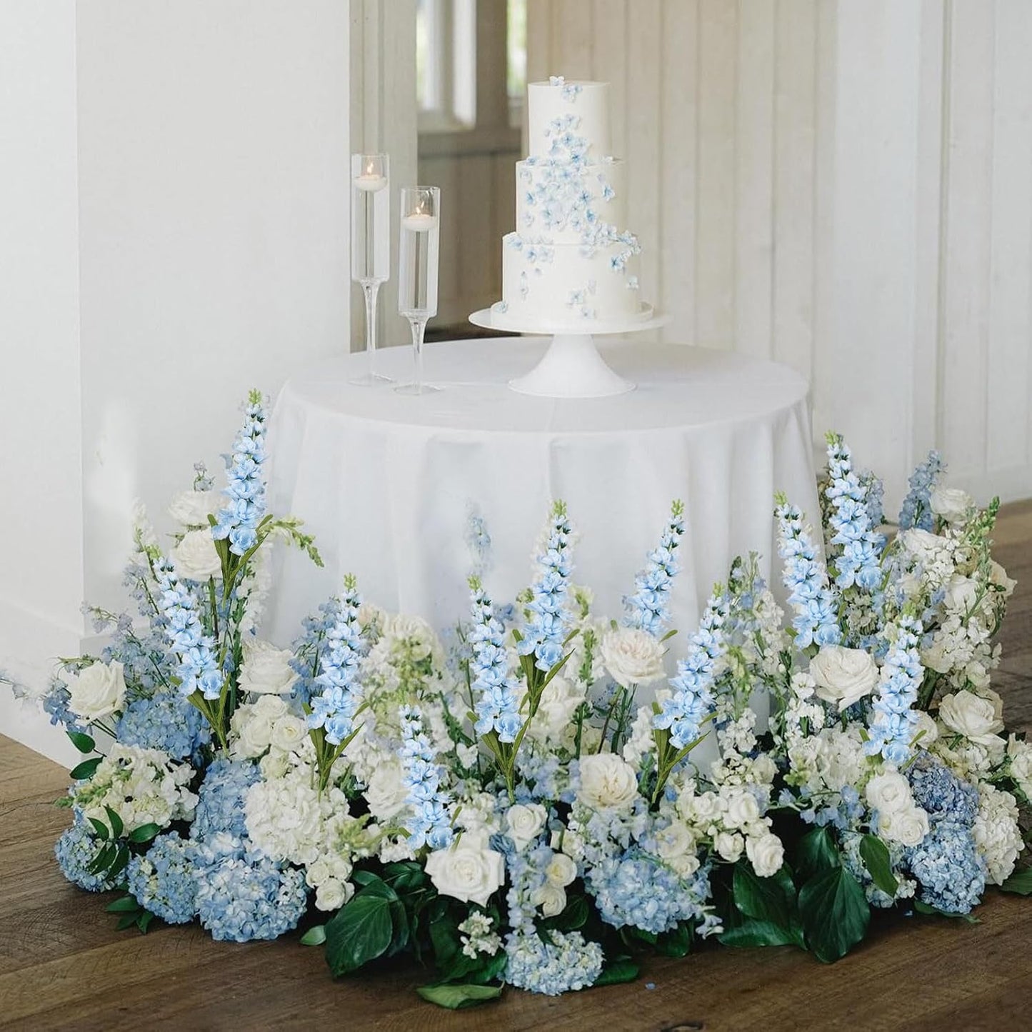6PCS Green Delphinium Artificial Flowers Silk Snapdragon Artificial Flowers 36.22" Long Stem Flowers for Wedding Florals Centerpieces Home Decor(Green)