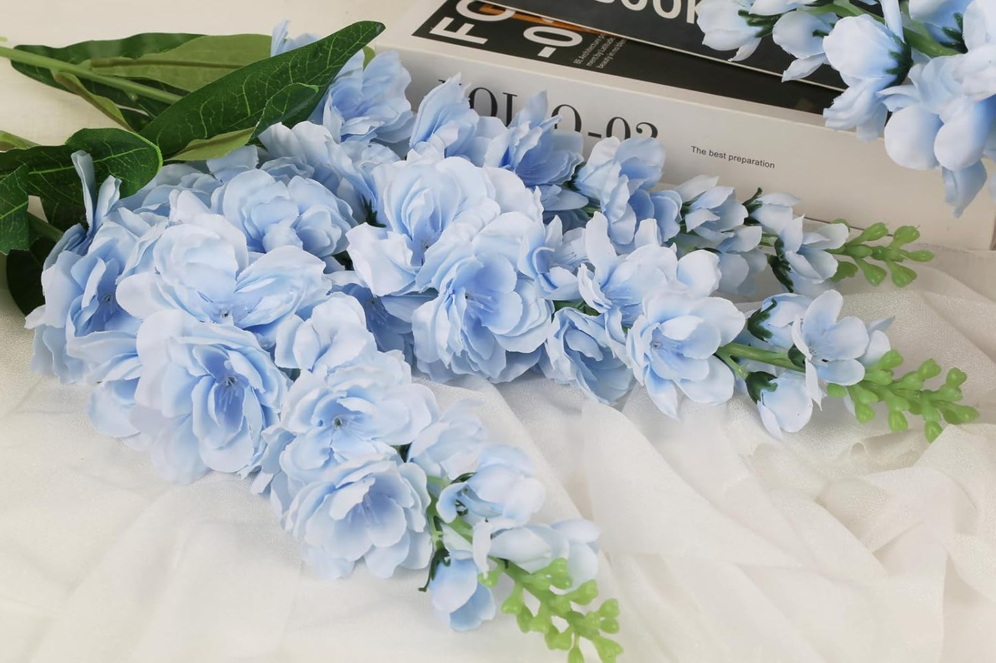 6PCS Green Delphinium Artificial Flowers Silk Snapdragon Artificial Flowers 36.22" Long Stem Flowers for Wedding Florals Centerpieces Home Decor(Green)