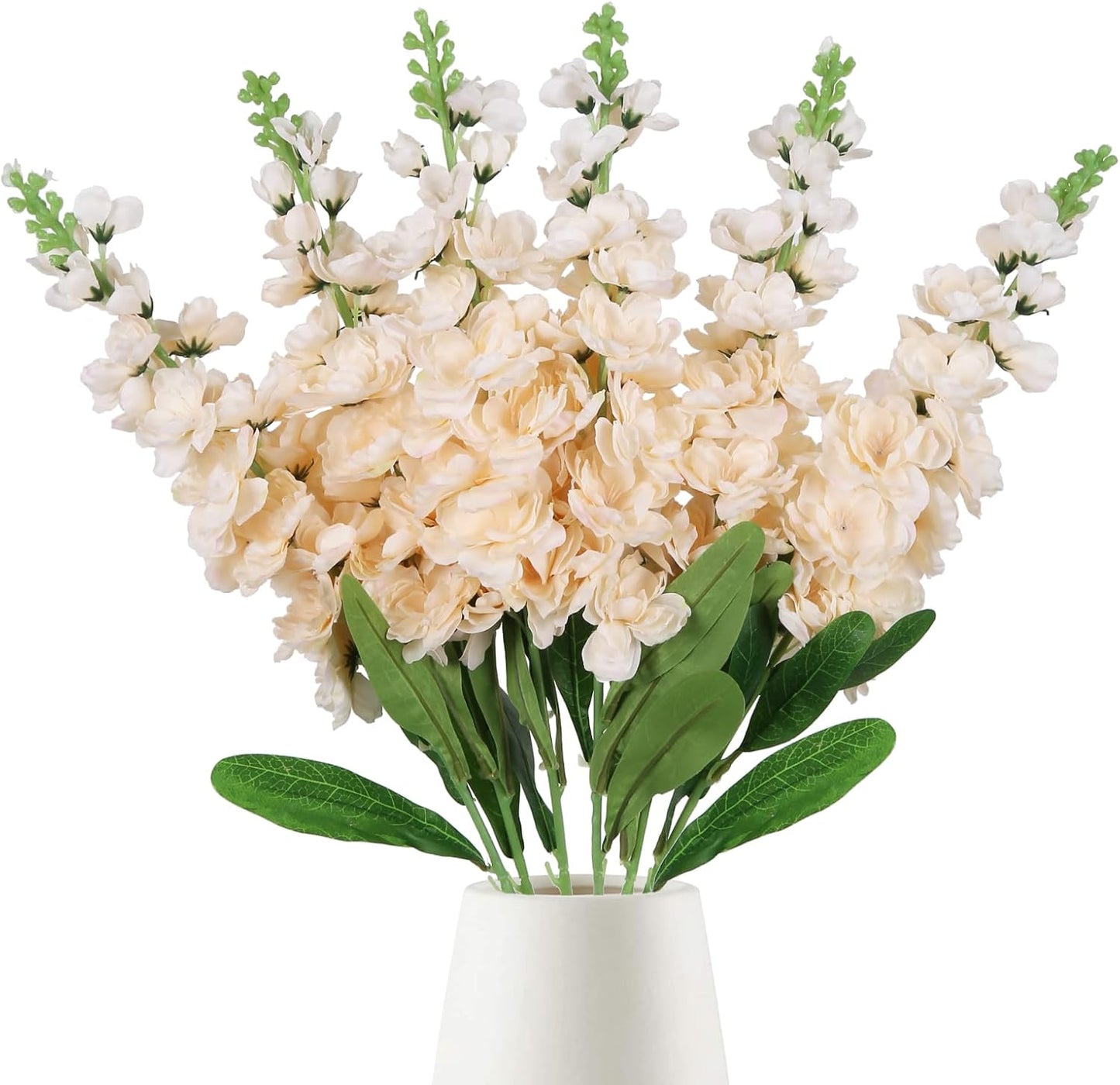 6PCS Green Delphinium Artificial Flowers Silk Snapdragon Artificial Flowers 36.22" Long Stem Flowers for Wedding Florals Centerpieces Home Decor(Green)