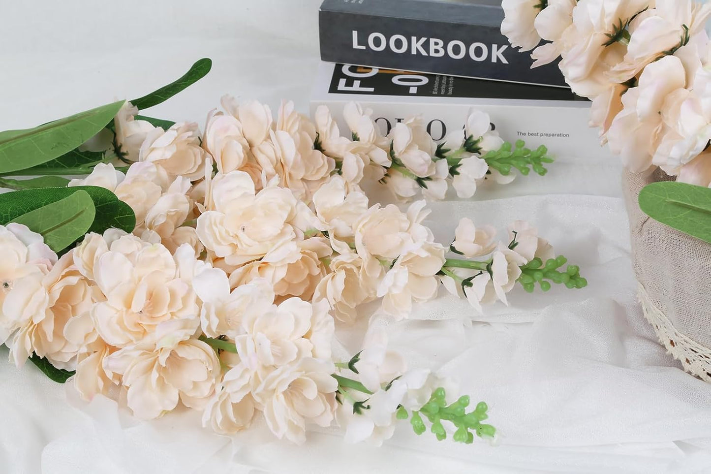6PCS Green Delphinium Artificial Flowers Silk Snapdragon Artificial Flowers 36.22" Long Stem Flowers for Wedding Florals Centerpieces Home Decor(Green)