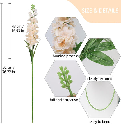6PCS Green Delphinium Artificial Flowers Silk Snapdragon Artificial Flowers 36.22" Long Stem Flowers for Wedding Florals Centerpieces Home Decor(Green)