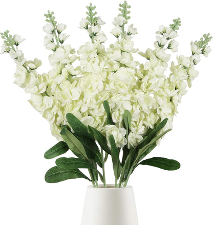 6PCS Green Delphinium Artificial Flowers Silk Snapdragon Artificial Flowers 36.22" Long Stem Flowers for Wedding Florals Centerpieces Home Decor(Green)