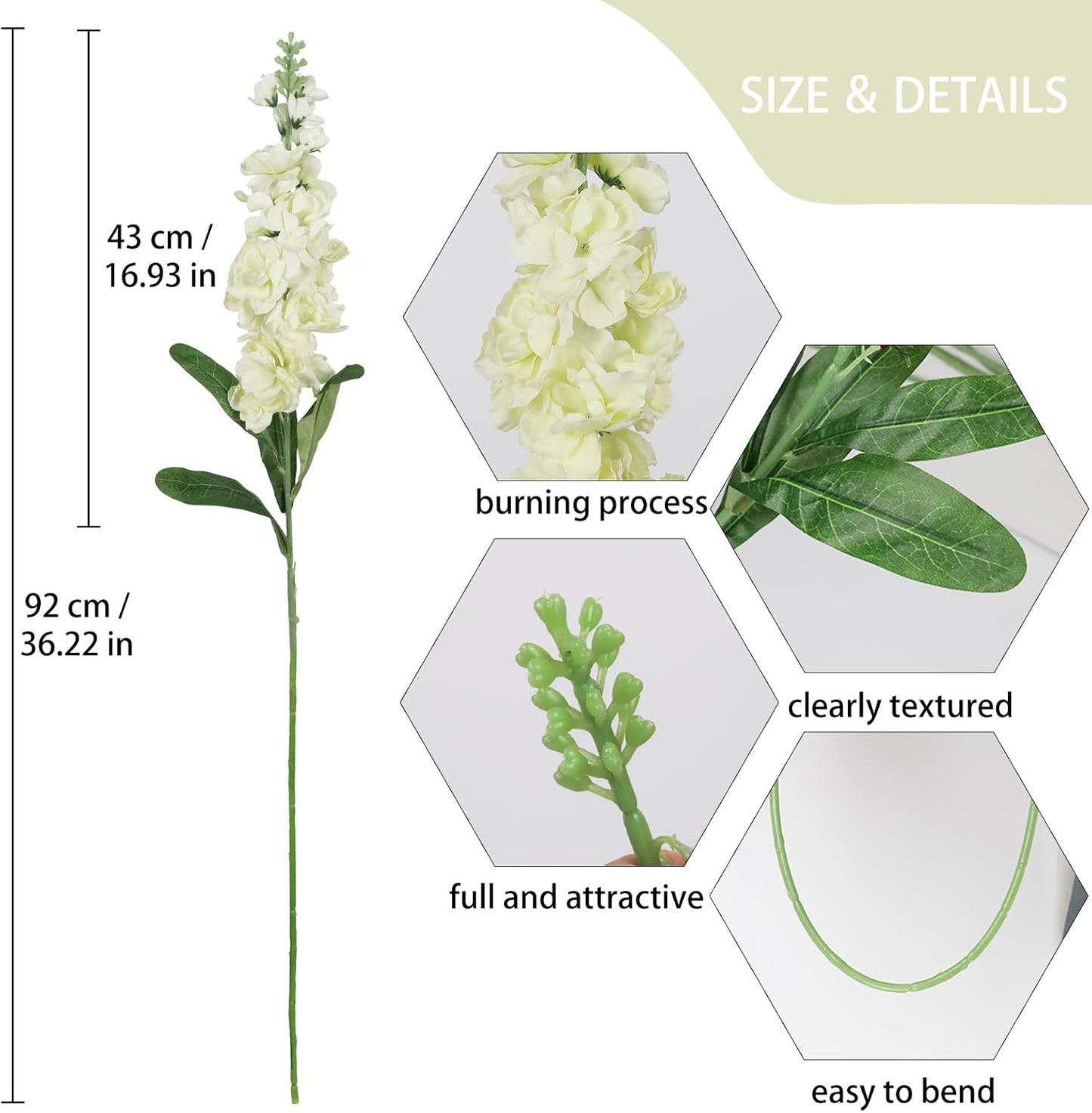6PCS Green Delphinium Artificial Flowers Silk Snapdragon Artificial Flowers 36.22" Long Stem Flowers for Wedding Florals Centerpieces Home Decor(Green)