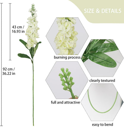 6PCS Green Delphinium Artificial Flowers Silk Snapdragon Artificial Flowers 36.22" Long Stem Flowers for Wedding Florals Centerpieces Home Decor(Green)