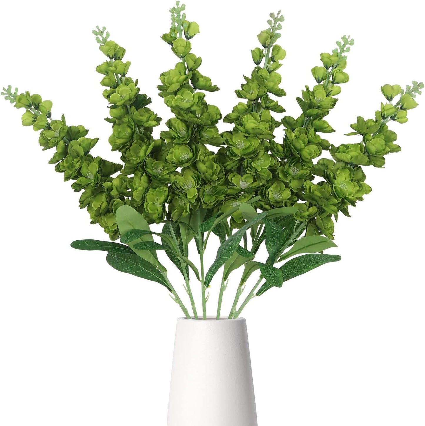 6PCS Green Delphinium Artificial Flowers Silk Snapdragon Artificial Flowers 36.22" Long Stem Flowers for Wedding Florals Centerpieces Home Decor(Green)