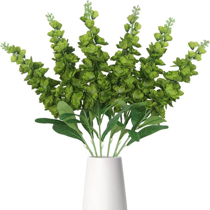 6PCS Green Delphinium Artificial Flowers Silk Snapdragon Artificial Flowers 36.22" Long Stem Flowers for Wedding Florals Centerpieces Home Decor(Green)