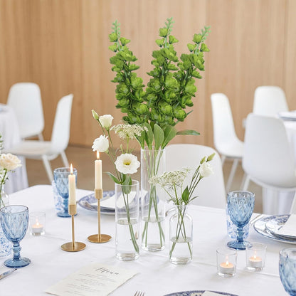 6PCS Green Delphinium Artificial Flowers Silk Snapdragon Artificial Flowers 36.22" Long Stem Flowers for Wedding Florals Centerpieces Home Decor(Green)