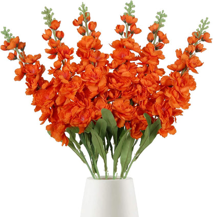 6PCS Green Delphinium Artificial Flowers Silk Snapdragon Artificial Flowers 36.22" Long Stem Flowers for Wedding Florals Centerpieces Home Decor(Green)
