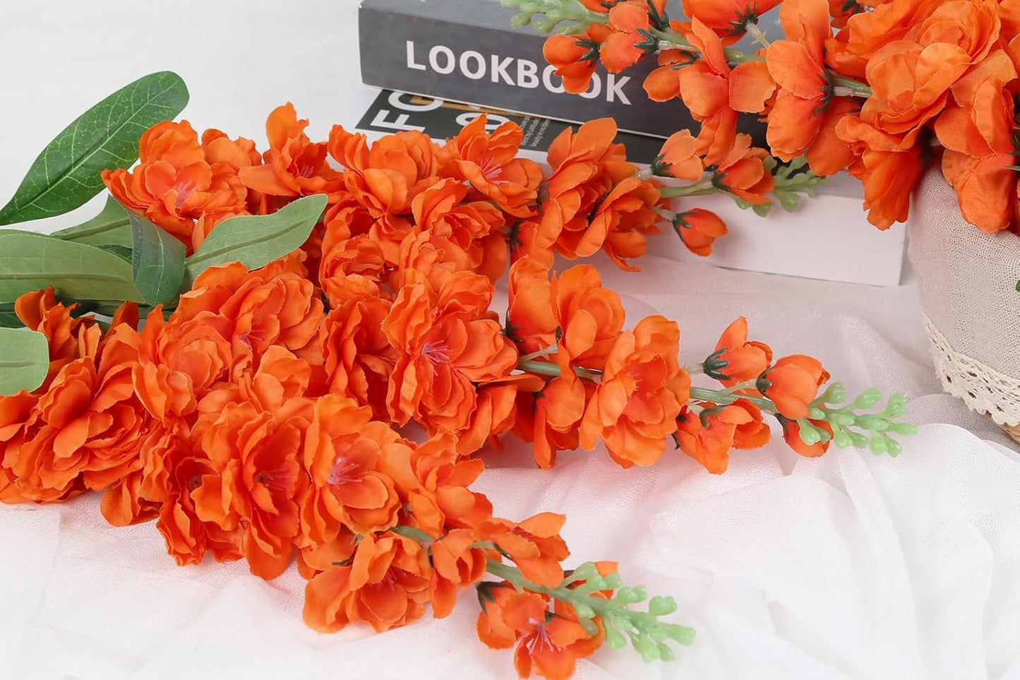 6PCS Green Delphinium Artificial Flowers Silk Snapdragon Artificial Flowers 36.22" Long Stem Flowers for Wedding Florals Centerpieces Home Decor(Green)