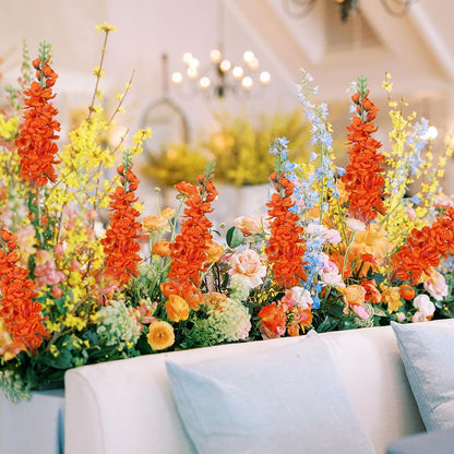 6PCS Green Delphinium Artificial Flowers Silk Snapdragon Artificial Flowers 36.22" Long Stem Flowers for Wedding Florals Centerpieces Home Decor(Green)