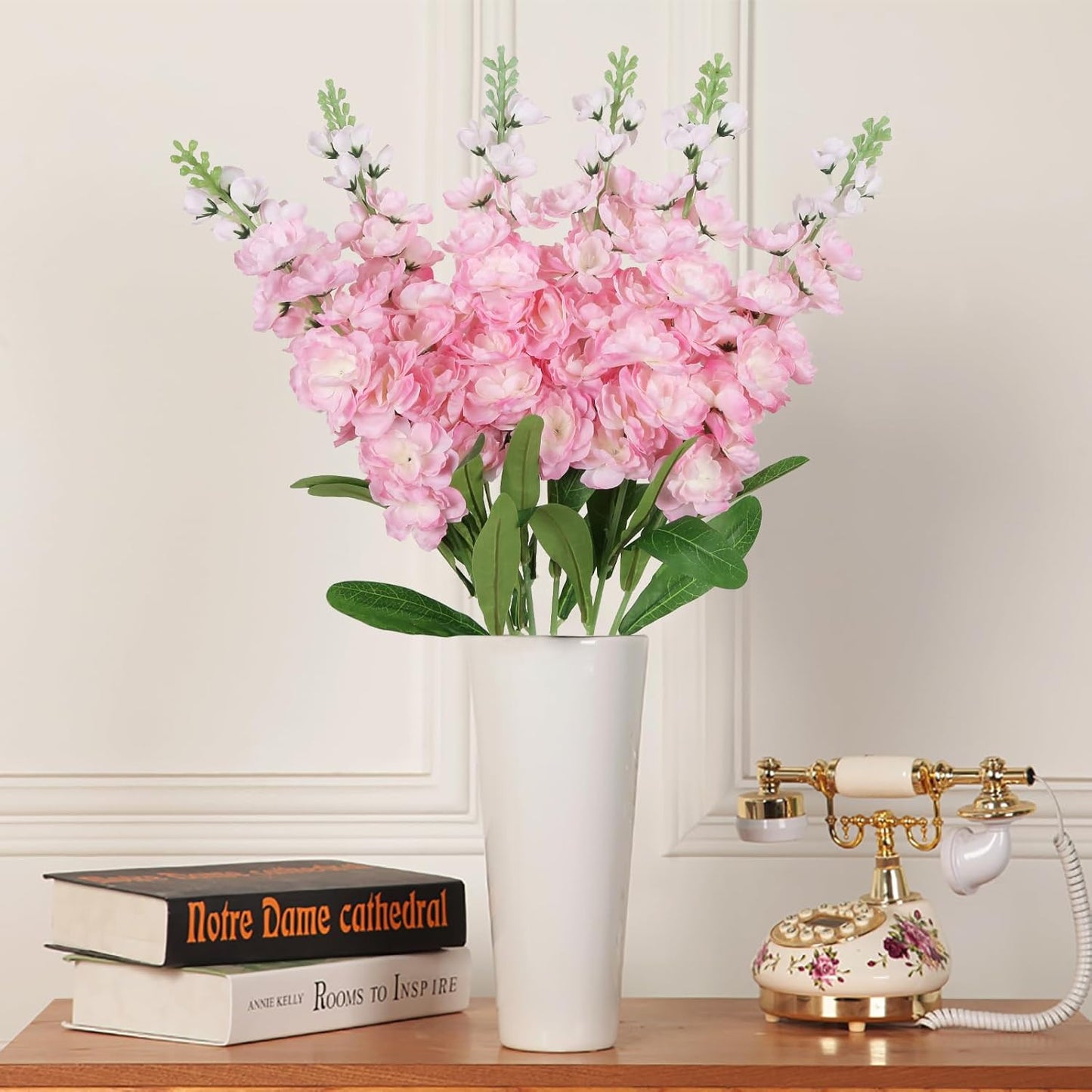 6PCS Green Delphinium Artificial Flowers Silk Snapdragon Artificial Flowers 36.22" Long Stem Flowers for Wedding Florals Centerpieces Home Decor(Green)