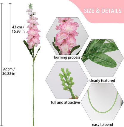 6PCS Green Delphinium Artificial Flowers Silk Snapdragon Artificial Flowers 36.22" Long Stem Flowers for Wedding Florals Centerpieces Home Decor(Green)