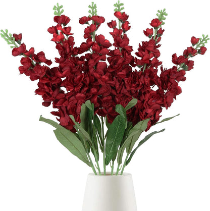 6PCS Green Delphinium Artificial Flowers Silk Snapdragon Artificial Flowers 36.22" Long Stem Flowers for Wedding Florals Centerpieces Home Decor(Green)