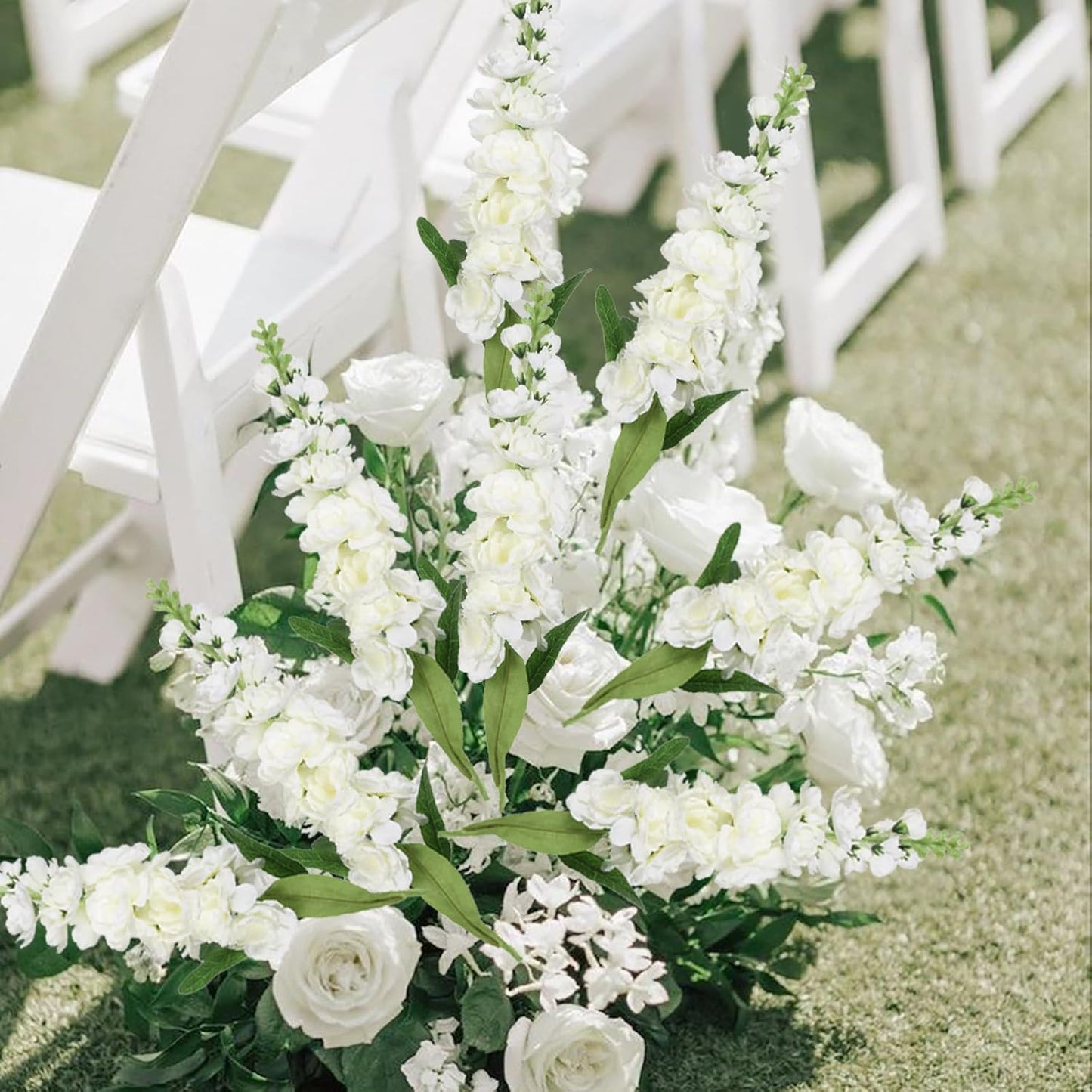 6PCS Green Delphinium Artificial Flowers Silk Snapdragon Artificial Flowers 36.22" Long Stem Flowers for Wedding Florals Centerpieces Home Decor(Green)