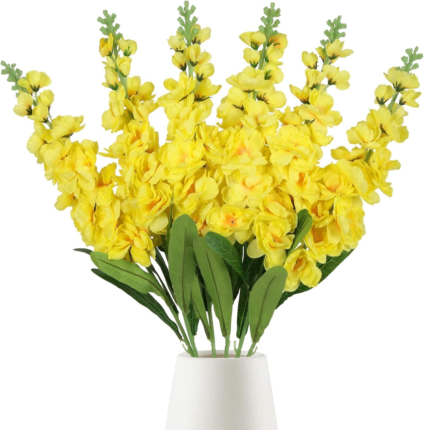 6PCS Green Delphinium Artificial Flowers Silk Snapdragon Artificial Flowers 36.22" Long Stem Flowers for Wedding Florals Centerpieces Home Decor(Green)