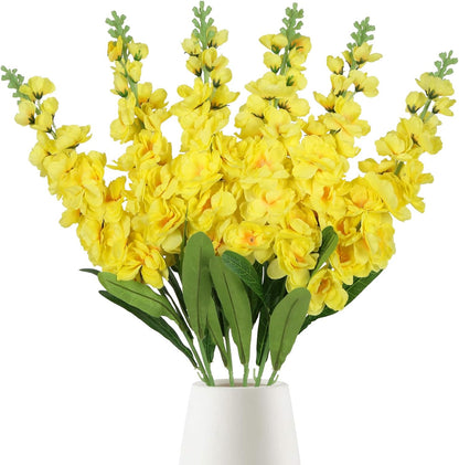 6PCS Green Delphinium Artificial Flowers Silk Snapdragon Artificial Flowers 36.22" Long Stem Flowers for Wedding Florals Centerpieces Home Decor(Green)